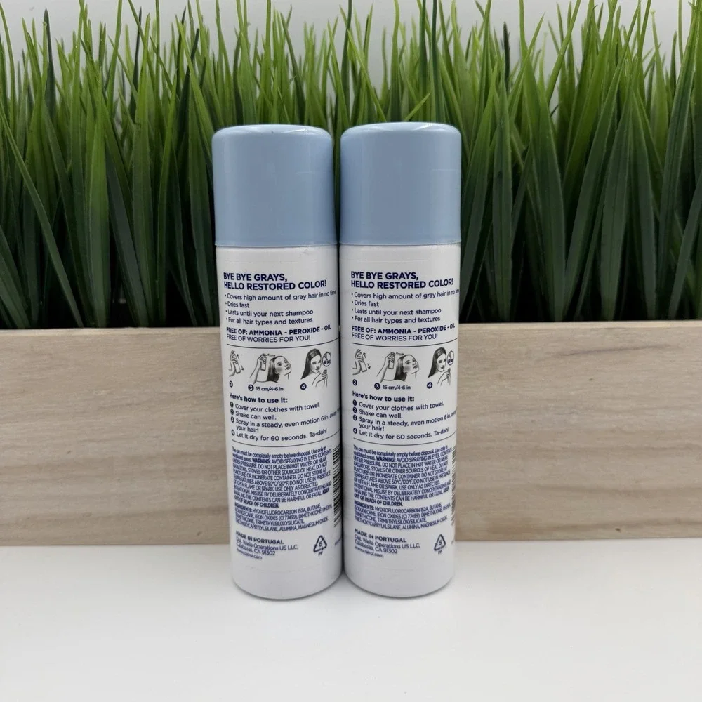 (2) Clairol Root Touch Up Spray Gray & Root Concealer Black Temporary Hair Color